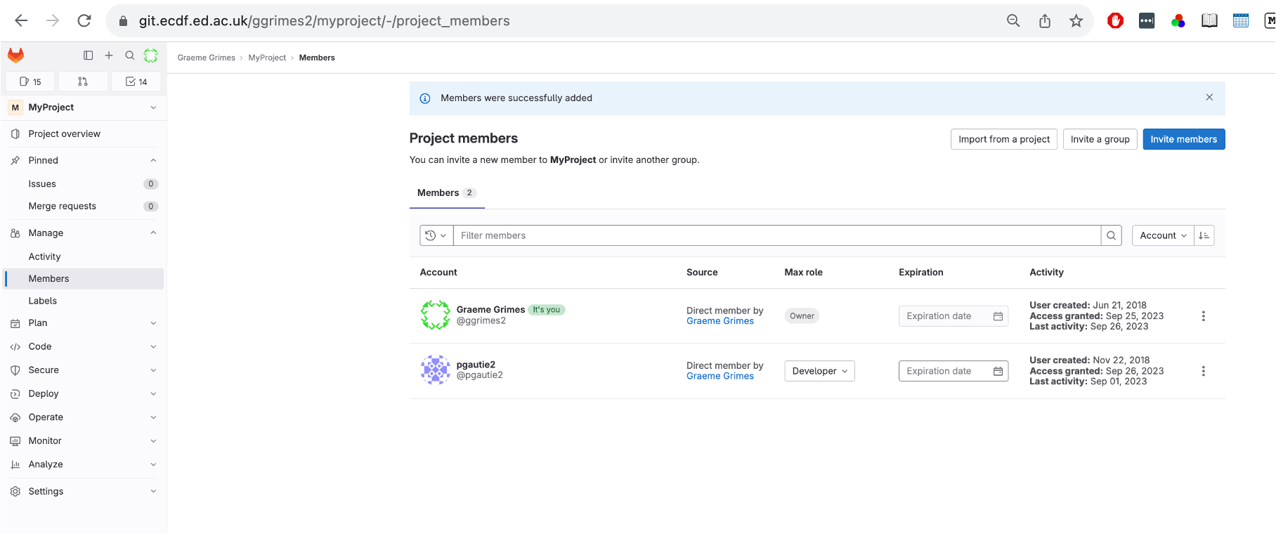 Adjust permissions