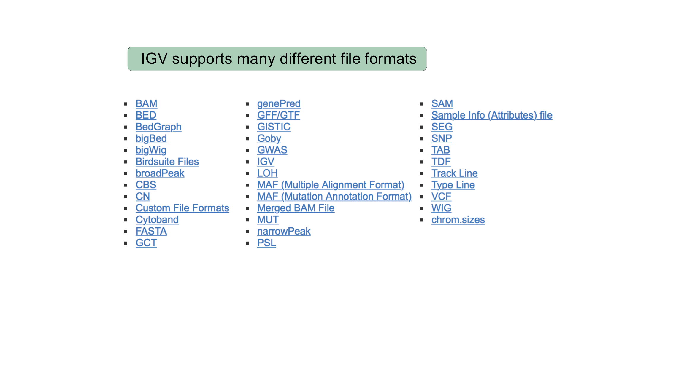 List of IGV-supported file formats